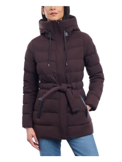 Women's Belted Packable Puffer Coat