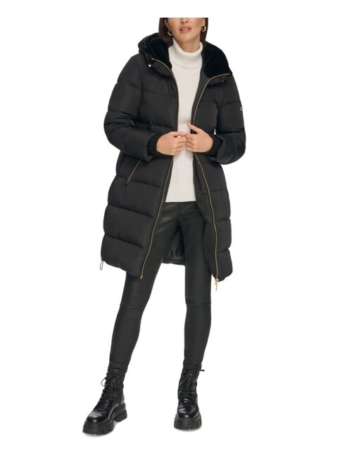 DKNY Women's Down Faux-Fur-Trim Hooded Puffer Coat