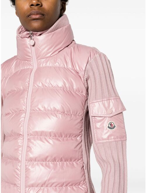 Moncler quilted ribbed-knit wool cardigan