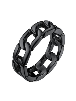 Richsteel Stainless Steel Sturdy Link Chain Band Ring for Men Women Size 7-14 Hip Hop Rings Fashion Jewelry(Gift Wrapped)