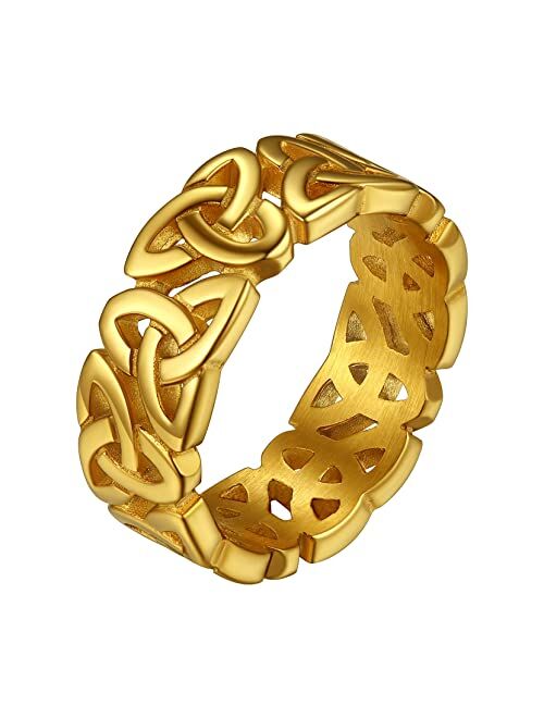 Richsteel 7MM Wide Celtic Knot Ring for Men Women Stainless Steel/Gold/Black/Grey Eternity Wedding Band,Size 7-14(with Gift Box)