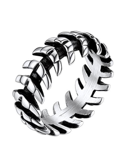 Richsteel Stainless Steel/Gold Plated/Black Snake Vertebrae Looped Bone Cast Ring Biker Rings for Men Women Punk Gothic Jewelry(with Gift Box)