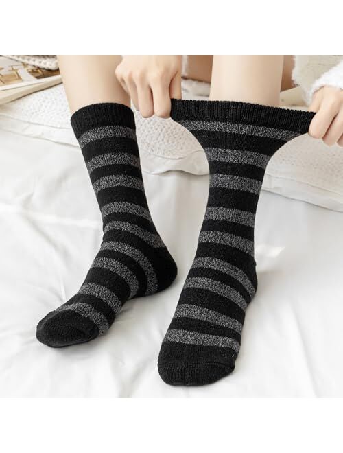 Sock Amazing Fashion Fuzzy Socks for Women Thermal Socks Winter 4 Pairs Thick Cozy Super Soft Socks Crew