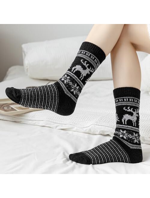 Sock Amazing Fashion Fuzzy Socks for Women Thermal Socks Winter 4 Pairs Thick Cozy Super Soft Socks Crew