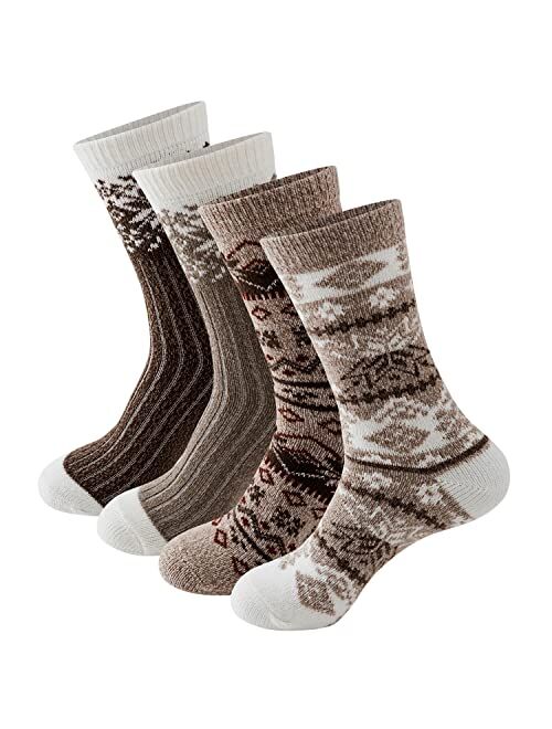 Sock Amazing Fashion Fuzzy Socks for Women Thermal Socks Winter 4 Pairs Thick Cozy Super Soft Socks Crew