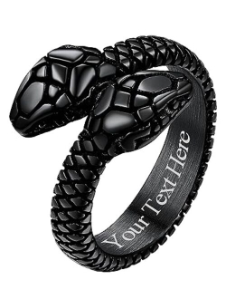 Richsteel Stainless Steel/18K Gold Plated/Black Snake Ring for Men Women Size 7-12 Serpent Reptile Rings Punk Gothic Jewelry(with Gift Box)