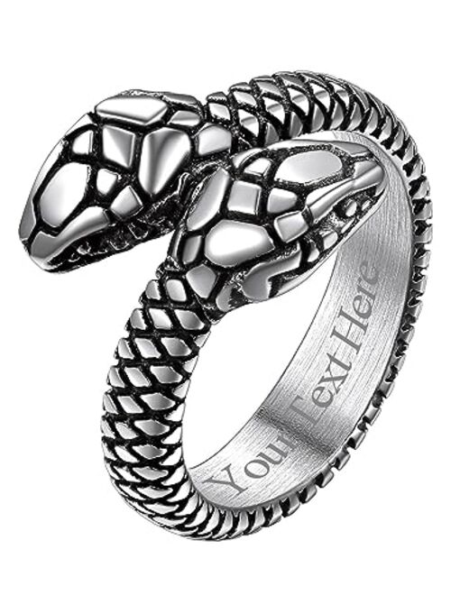 Richsteel Stainless Steel/18K Gold Plated/Black Snake Ring for Men Women Size 7-12 Serpent Reptile Rings Punk Gothic Jewelry(with Gift Box)