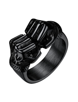 Richsteel Stainless Steel Boxing Fist Ring for Men Women Punk Rock Sport Lovers Jewelry(with Gift Box)