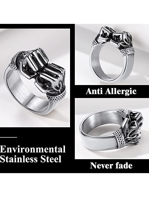 Richsteel Stainless Steel Boxing Fist Ring for Men Women Punk Rock Sport Lovers Jewelry(with Gift Box)