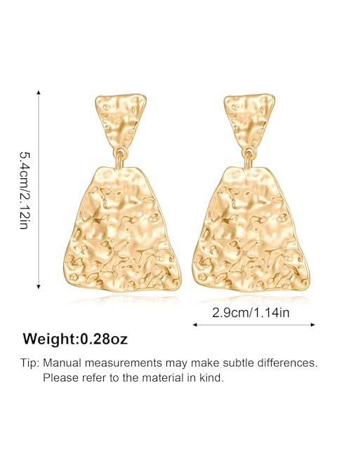 Yujie Gold Chuncky Dangle Earrings for Women Geometric Big Rectangle Drop Earrings Fashion Statement Jewelry Gifts Ideas