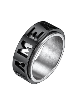 Richsteel Personalized Name Ring 9mm/15mm Custom Name Plate Ring Engrave Any Names/Fidget Spinner Ring for Women Men Stainless Steel Jewelry(with Gift Box)