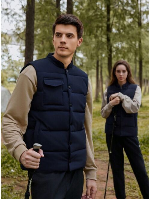 Shein 1pc Outdoor Windproof Waterproof Anti-Wear Plus Velvet Warm Multi-Pocket Vest Jacket Suitable For Fitness, Running, Fishing, Hiking, Camping, Mountaineering (Unisex