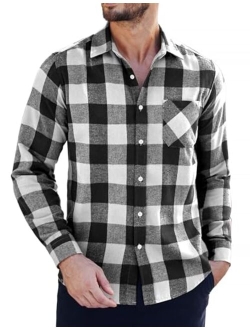 Men's Flannel Plaid Shirts Long Sleeve Button Down Shirts Casual Dress Shirt