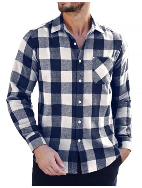 COOFANDY Men's Flannel Plaid Shirts Long Sleeve Button Down Shirts Casual Dress Shirt