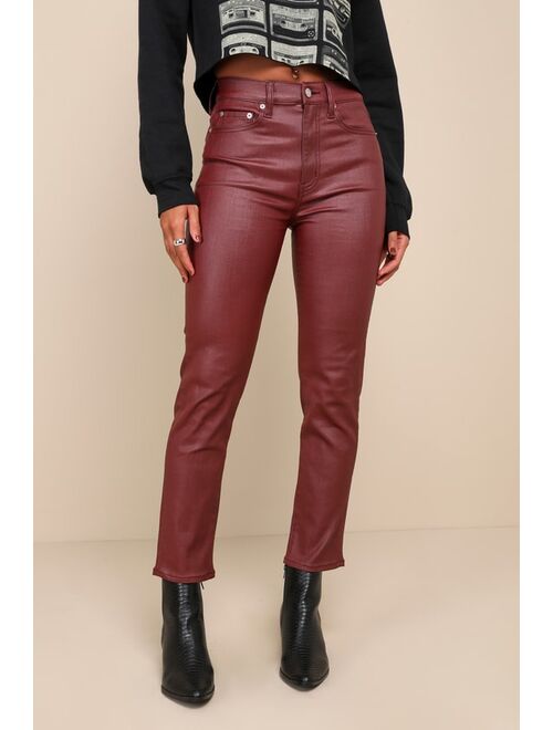 DAZE DENIM Daily Driver Burgundy Coated High-Rise Skinny Jeans