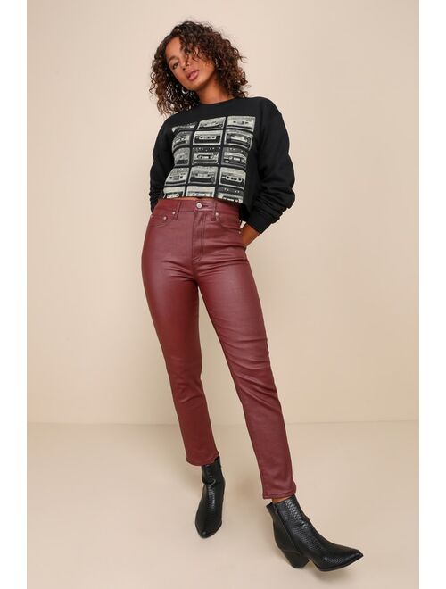 DAZE DENIM Daily Driver Burgundy Coated High-Rise Skinny Jeans