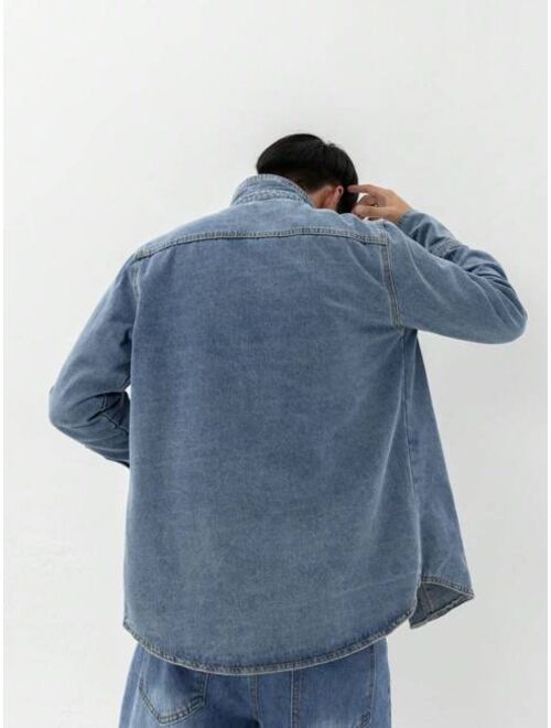 Manfinity Men's Flap Pocket Denim Shirt