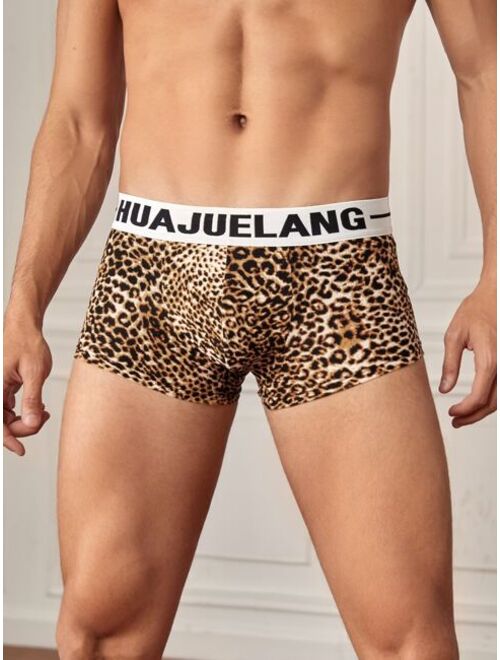 Shein Men Leopard & Letter Graphic Boxer Brief