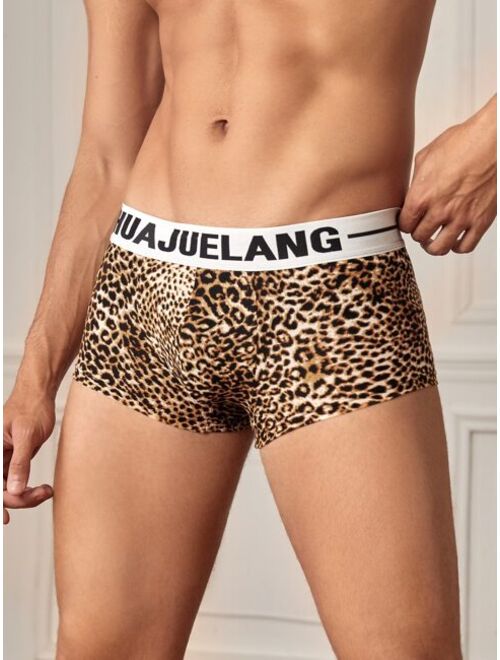 Shein Men Leopard & Letter Graphic Boxer Brief