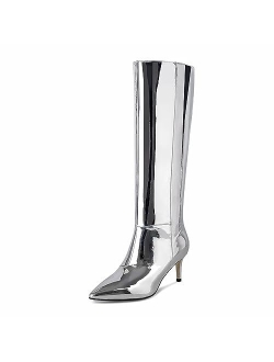 wetkiss Knee High Boots for Women, with Stiletto Heel and Pointed Toe Design, Classic and Sexy