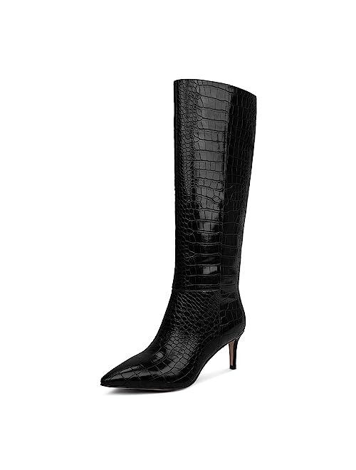 wetkiss Knee High Boots for Women, with Stiletto Heel and Pointed Toe Design, Classic and Sexy