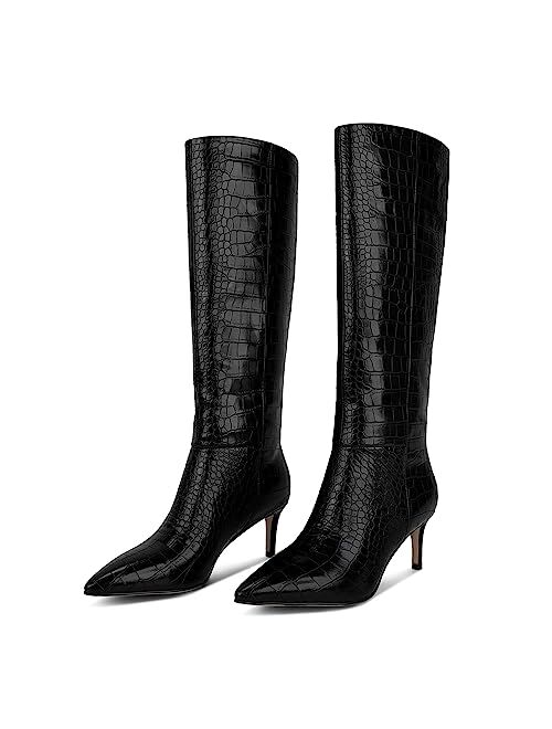 wetkiss Knee High Boots for Women, with Stiletto Heel and Pointed Toe Design, Classic and Sexy