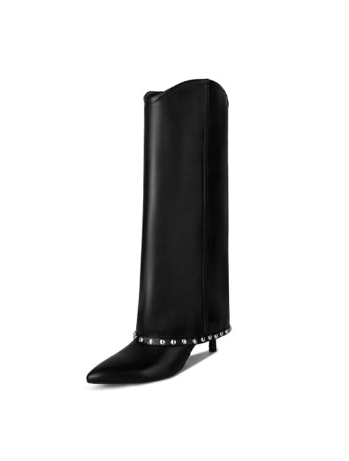 wetkiss Knee High Boots for Women, with Stiletto Heel and Pointed Toe Design, Classic and Sexy