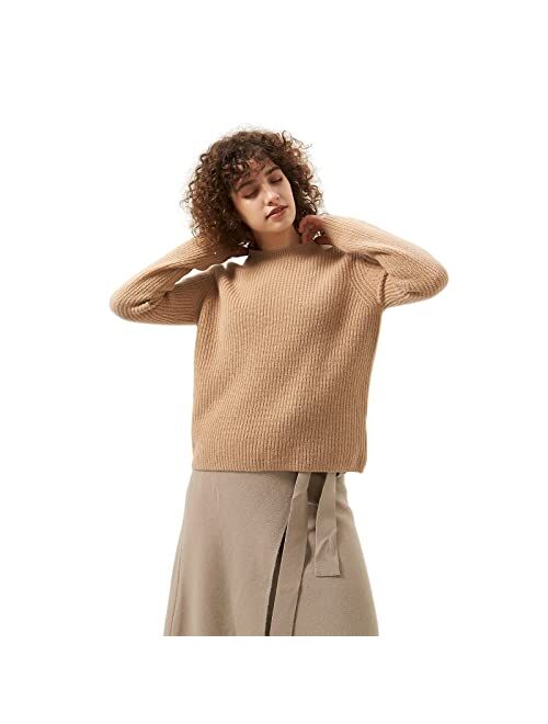 GreenMount Cashmere Sweaters for Women Essential Crewneck Ribbed Long Sleeve Pullover Sweater