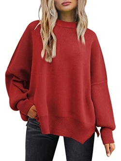 EFAN Women's Oversized Sweaters 2023 Fall Crewneck Batwing Sleeve Pullover Sweaters