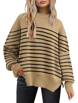 EFAN Women's Oversized Sweaters 2023 Fall Crewneck Batwing Sleeve Pullover Sweaters