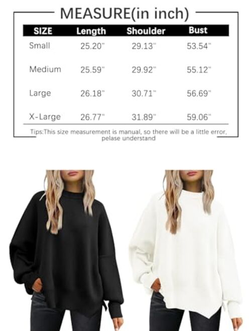 EFAN Women's Oversized Sweaters 2023 Fall Crewneck Batwing Sleeve Pullover Sweaters