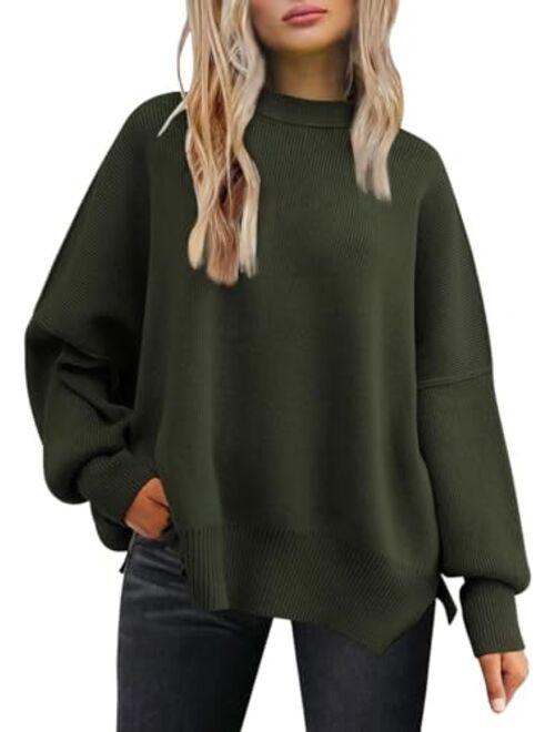 EFAN Women's Oversized Sweaters 2023 Fall Crewneck Batwing Sleeve Pullover Sweaters