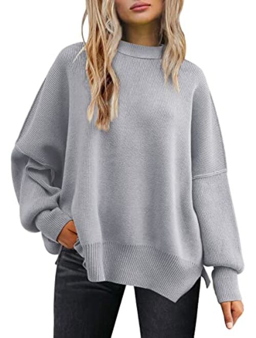 EFAN Women's Oversized Sweaters 2023 Fall Crewneck Batwing Sleeve Pullover Sweaters