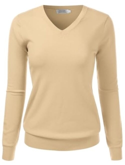 danibe Women's V-Neck Long Sleeve Pullover Premium Soft Knitted Sweater (S-XXL)