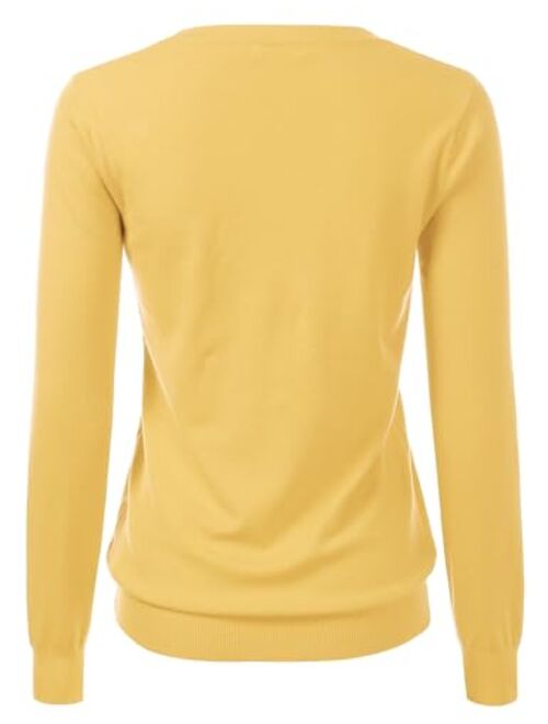 danibe Women's V-Neck Long Sleeve Pullover Premium Soft Knitted Sweater (S-XXL)