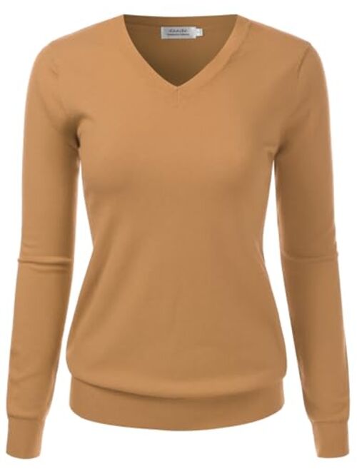 danibe Women's V-Neck Long Sleeve Pullover Premium Soft Knitted Sweater (S-XXL)