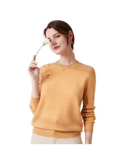 King Warm 2023 Women's Crewneck Sweater 100% Pure Cashmere Pullover Sweater