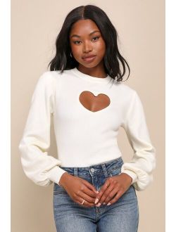 Always In Your Heart Ivory Cutout Long Sleeve Sweater Top