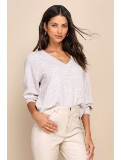 Seasonal Ideal Heather Beige Pullover V-Neck Sweater