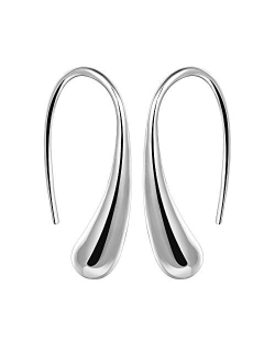 Ambestee Women Fashion Teardrop Back Earrings,Small Sterling Sliver Plated Classic Dangle Hoop Earring Thread Drop Earrings