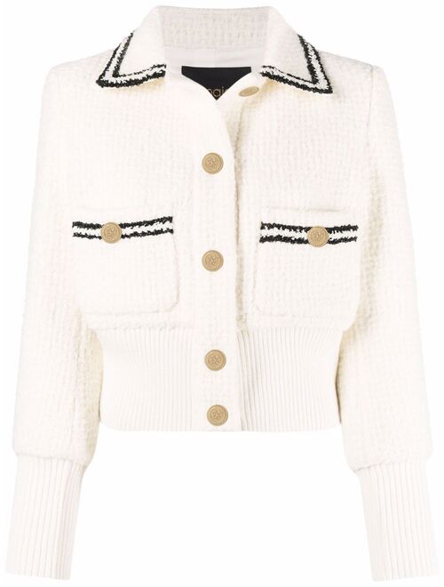 Maje tweed stripe-trim jacket