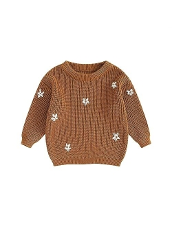 Allshope Newborn Baby Girl Boy Knit Sweater My First Christmas Embroidery Winter Warm Sweatshirt Outfit Infant Fall Clothes