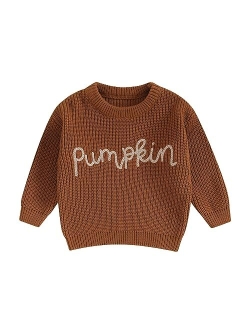 Allshope Newborn Baby Girl Boy Knit Sweater My First Christmas Embroidery Winter Warm Sweatshirt Outfit Infant Fall Clothes