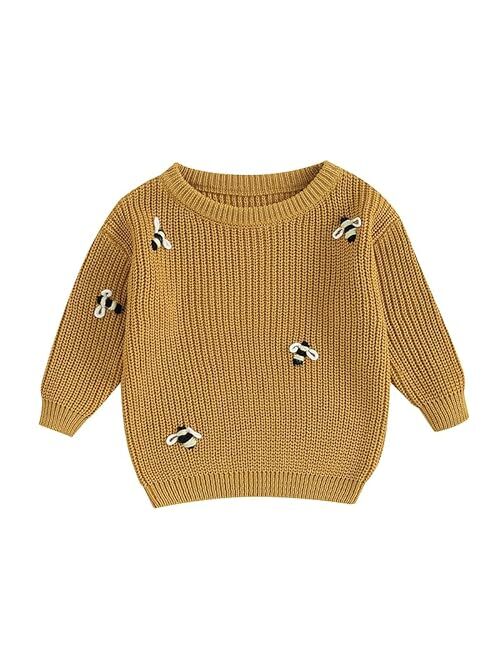 Allshope Newborn Baby Girl Boy Knit Sweater My First Christmas Embroidery Winter Warm Sweatshirt Outfit Infant Fall Clothes