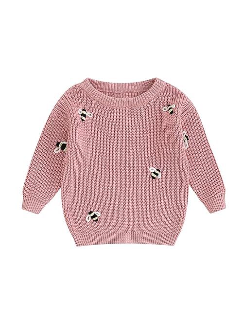 Allshope Newborn Baby Girl Boy Knit Sweater My First Christmas Embroidery Winter Warm Sweatshirt Outfit Infant Fall Clothes