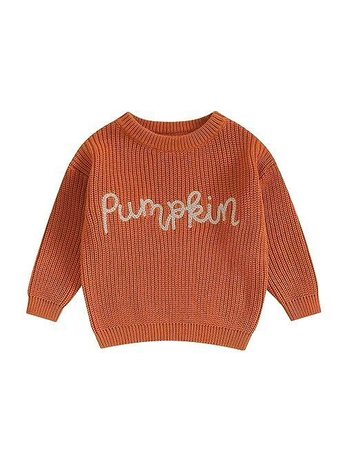 Allshope Newborn Baby Girl Boy Knit Sweater My First Christmas Embroidery Winter Warm Sweatshirt Outfit Infant Fall Clothes