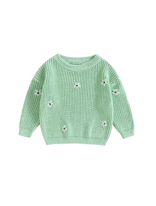 Allshope Newborn Baby Girl Boy Knit Sweater My First Christmas Embroidery Winter Warm Sweatshirt Outfit Infant Fall Clothes