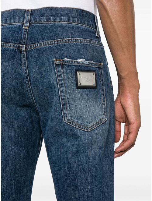 Dolce & Gabbana ripped-detail straight-leg jeans