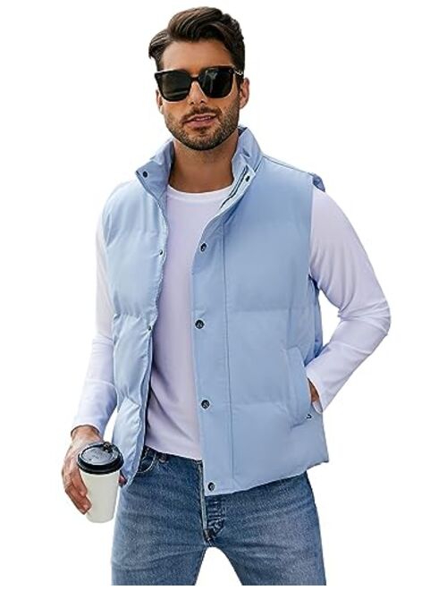 Flygo Mens Puffer Vest Winter Padded Vests Lightweight Stand Collar Sleeveless Jacket Outerwear