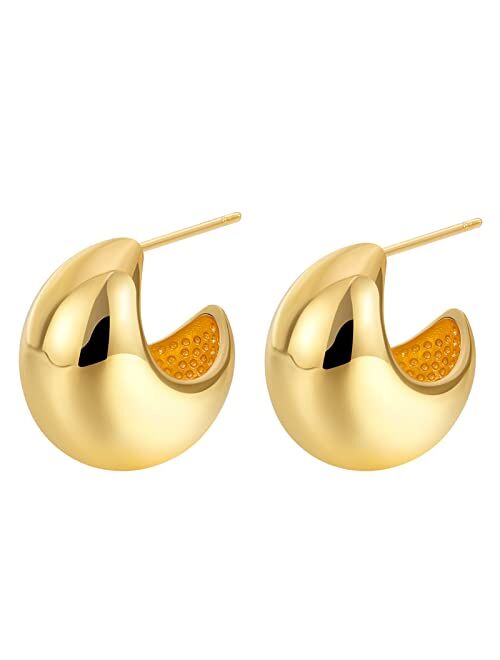 Angyape Chunky Gold Hoop Earrings for Women, Lightweight Waterdrop Hollow Open Hoops Tear Drop Silver Gold Trending Oversized Statement Style Earrings Hypoallergenic Gold